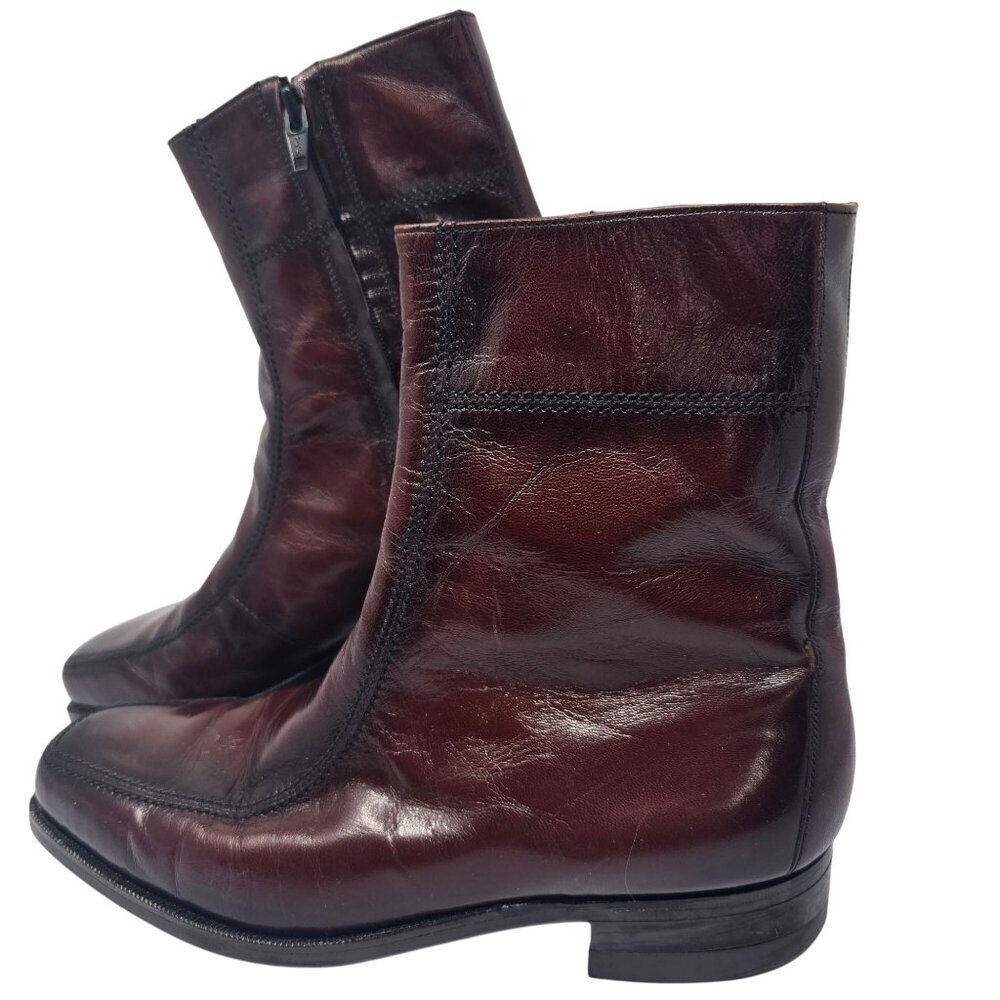 Florsheim Essex Burgundy Leather Zipper Ankle Boots Men's 7.5